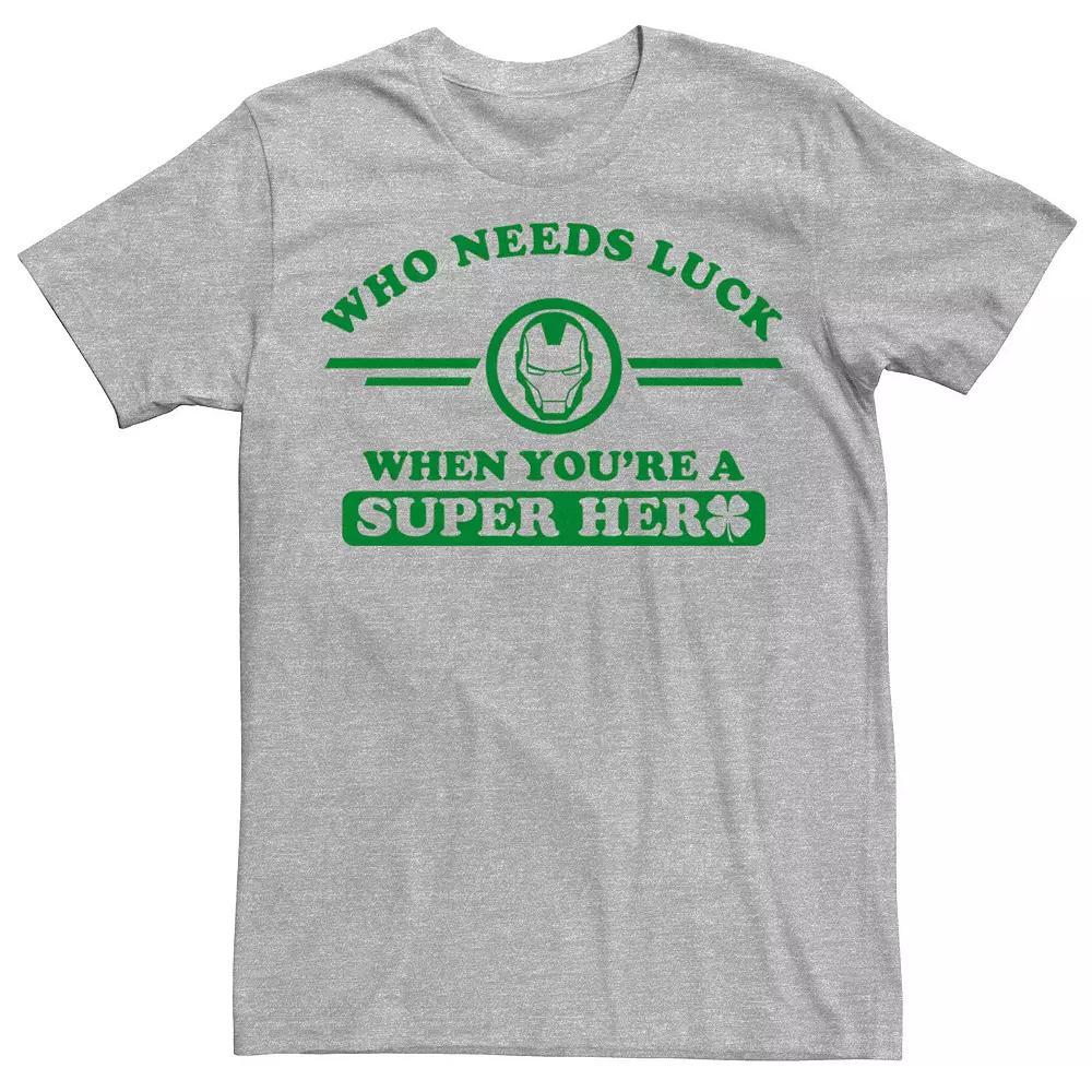 Men's Marvel Iron Man Who Needs Luck St. Patrick's Day Tee, Size: 3XL, Athletic Grey Product Image