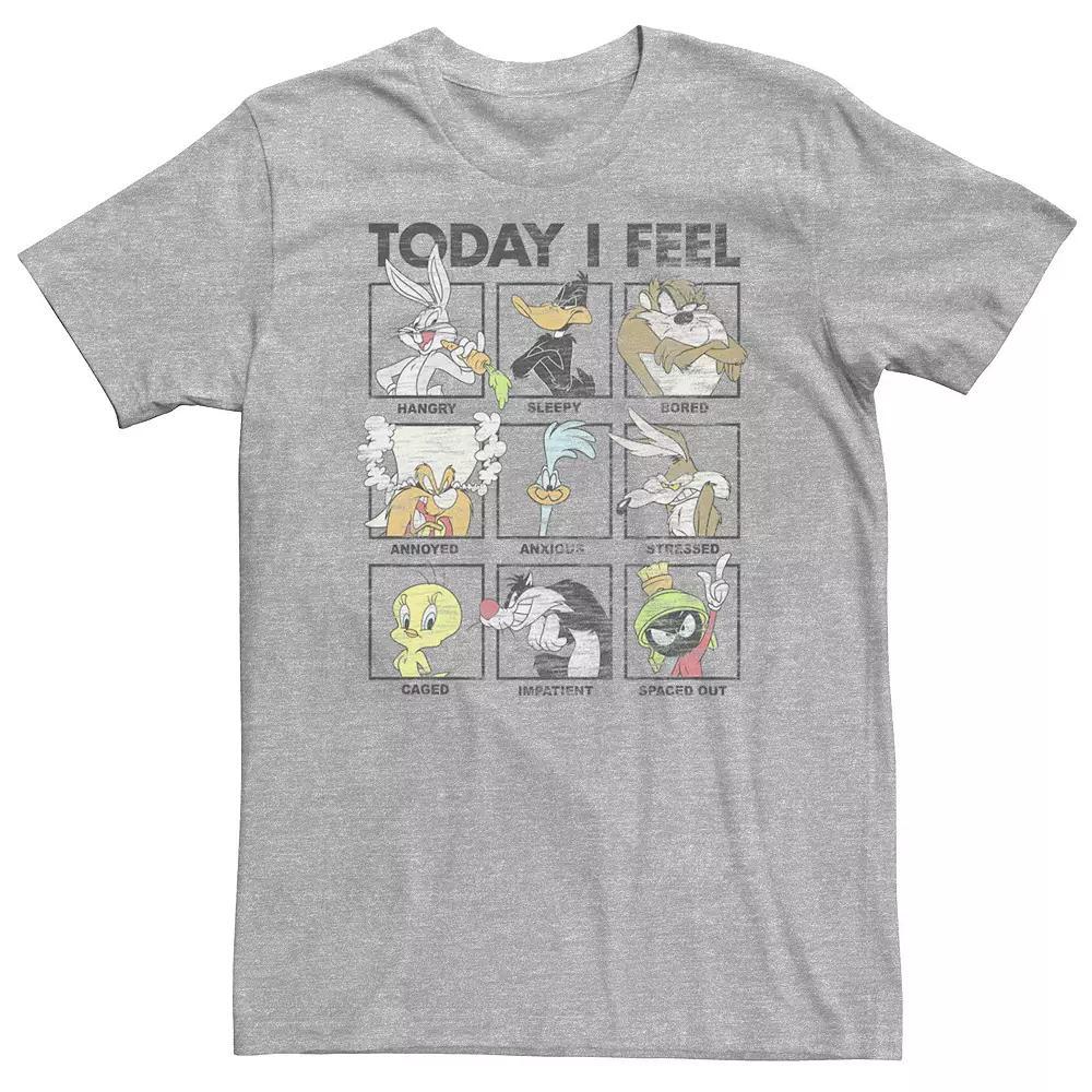 Big & Tall Looney Tunes Group Shot Today I Feel Panels Tee, Men's, Size: 4XL, Athletic Grey Product Image