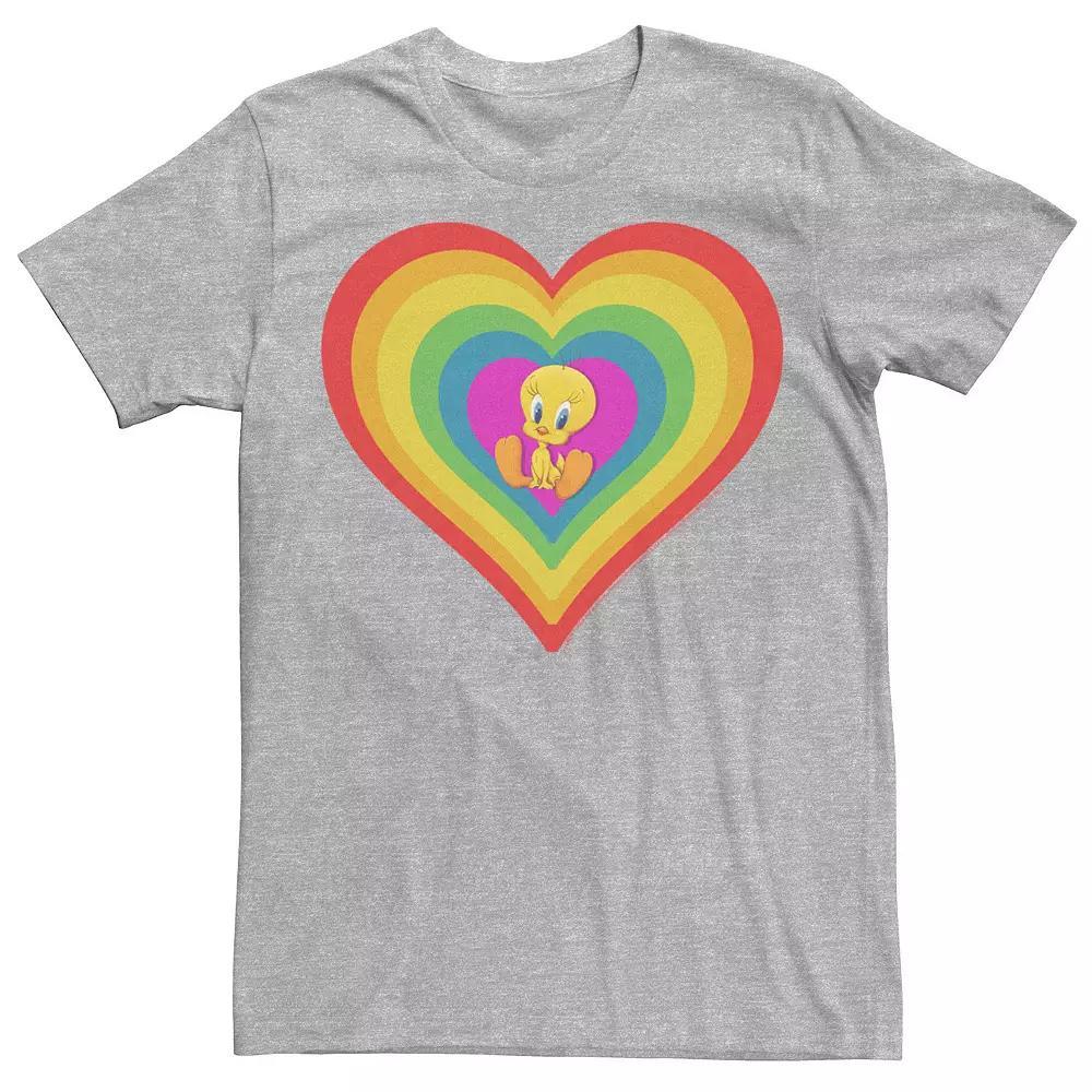 Adult Looney Tunes Pride Tweety Rainbow Heart Tee, Men's, Size: Large, Athletic Grey Product Image
