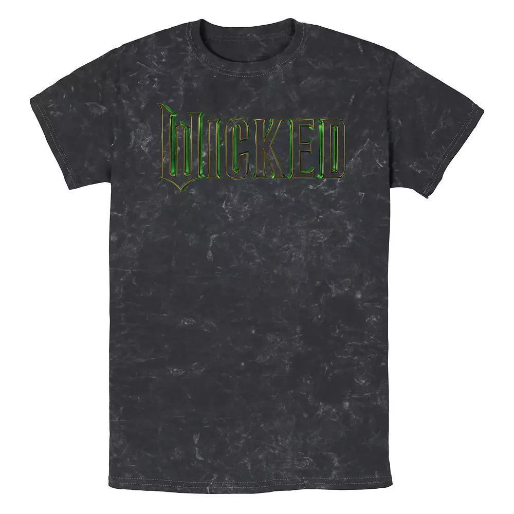 Men's Wicked Logo Title With Soundtrack Mineral Wash Graphic Tee, Size: XL, Black Product Image