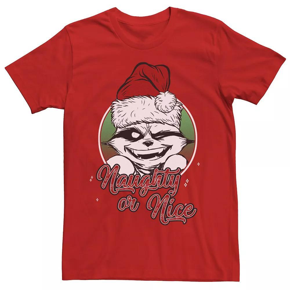 Men's Marvel Rocket Raccoon Naughty Or Nice Short Sleeve Tee, Size: XL, Red Product Image