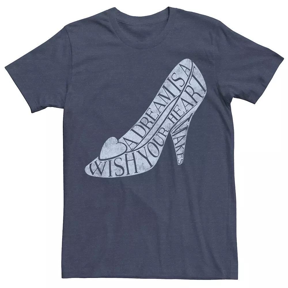 Disney's Cinderella Glass Slipper Quote Fill Men's Tee, Size: XXL, Navy Grey Product Image