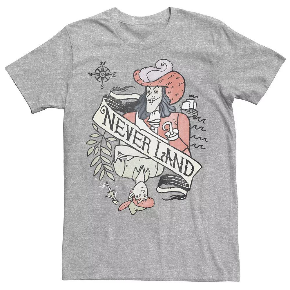 Disney's Peter Pan Captain Hook Playing Card Men's Tee, Size: Medium, Athletic Grey Product Image