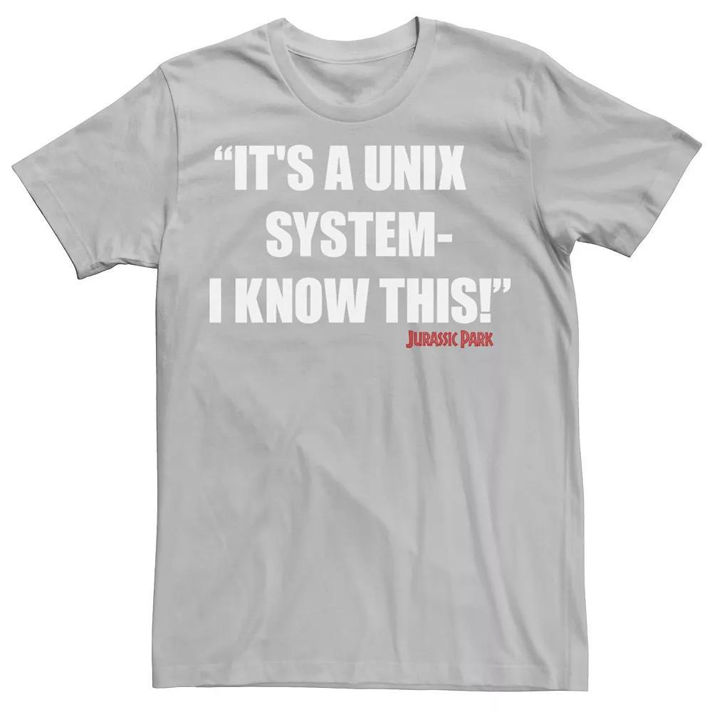 Men's Jurassic Park It's A Unix System Tee, Size: Medium, Silver Product Image