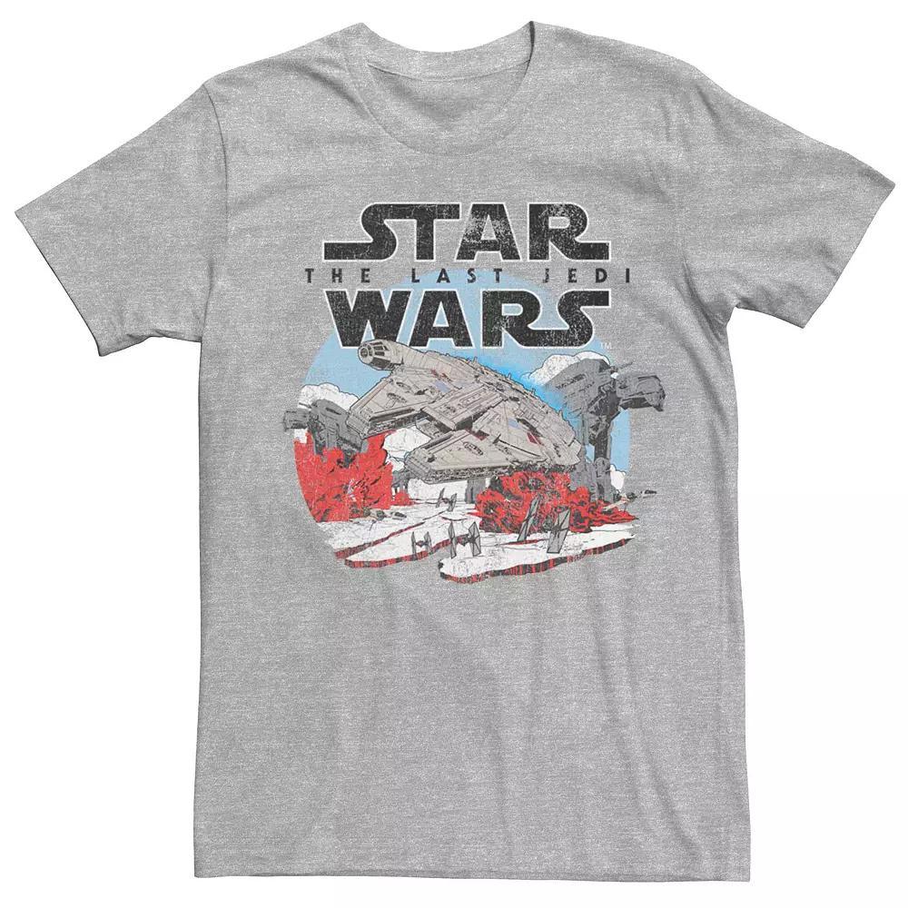 Mens Star Wars The Last Jedi Battle Scene Poster Tee Athletic Grey Product Image