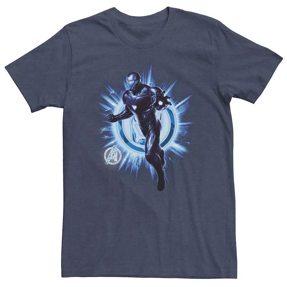 Big & Tall Marvel Avengers Endgame Iron Man Blast Tee, Men's, Size: XL Tall, Navy Grey Product Image