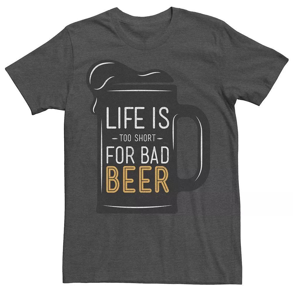 Men's Drinking Life Is Too Short For Bad Beer Graphic Tee, Size: Large, Grey Heather Product Image