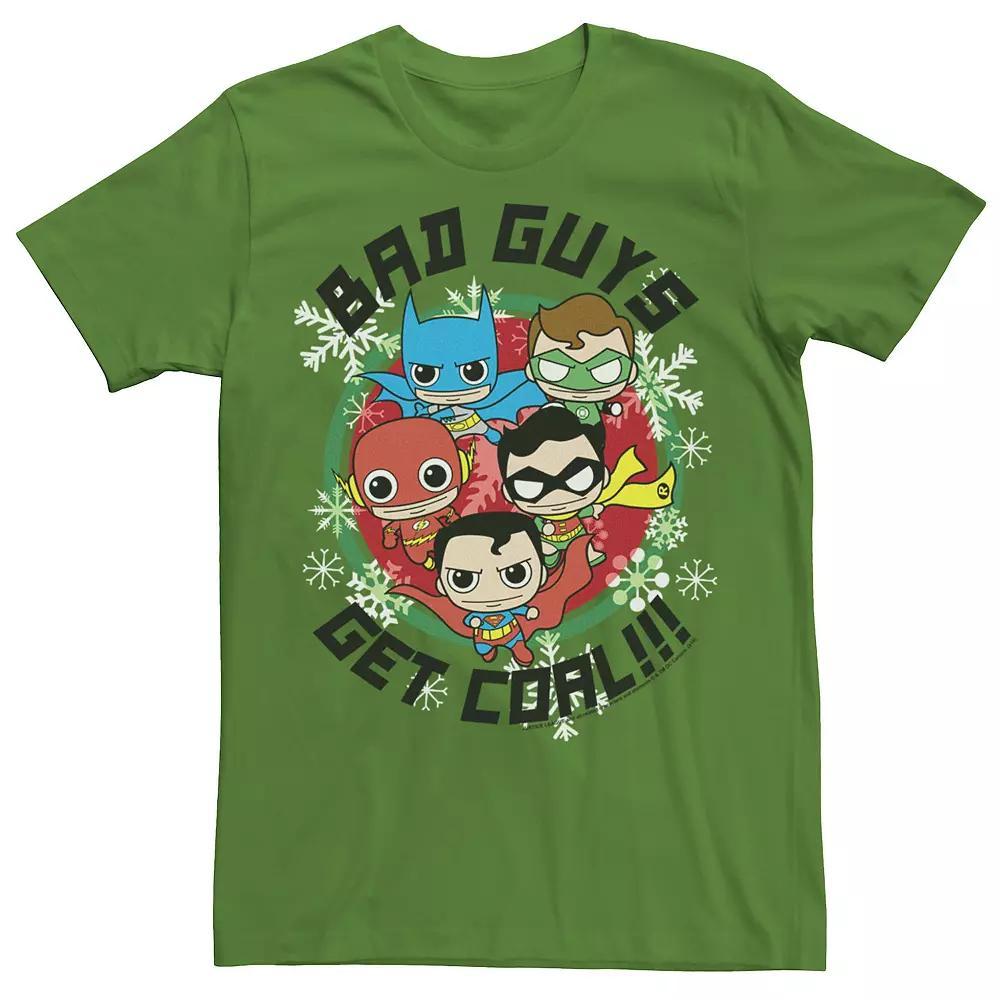 Men's DC Comics Justice League Bad Guys Get Coal Christmas Tee, Size: Small, Kelly Product Image