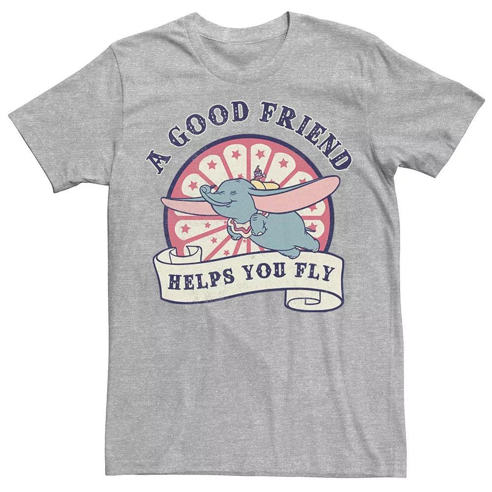 Disney's Dumbo Men's A Good Friend Helps You Fly Logo Poster Tee, Size: Small, Athletic Grey Product Image