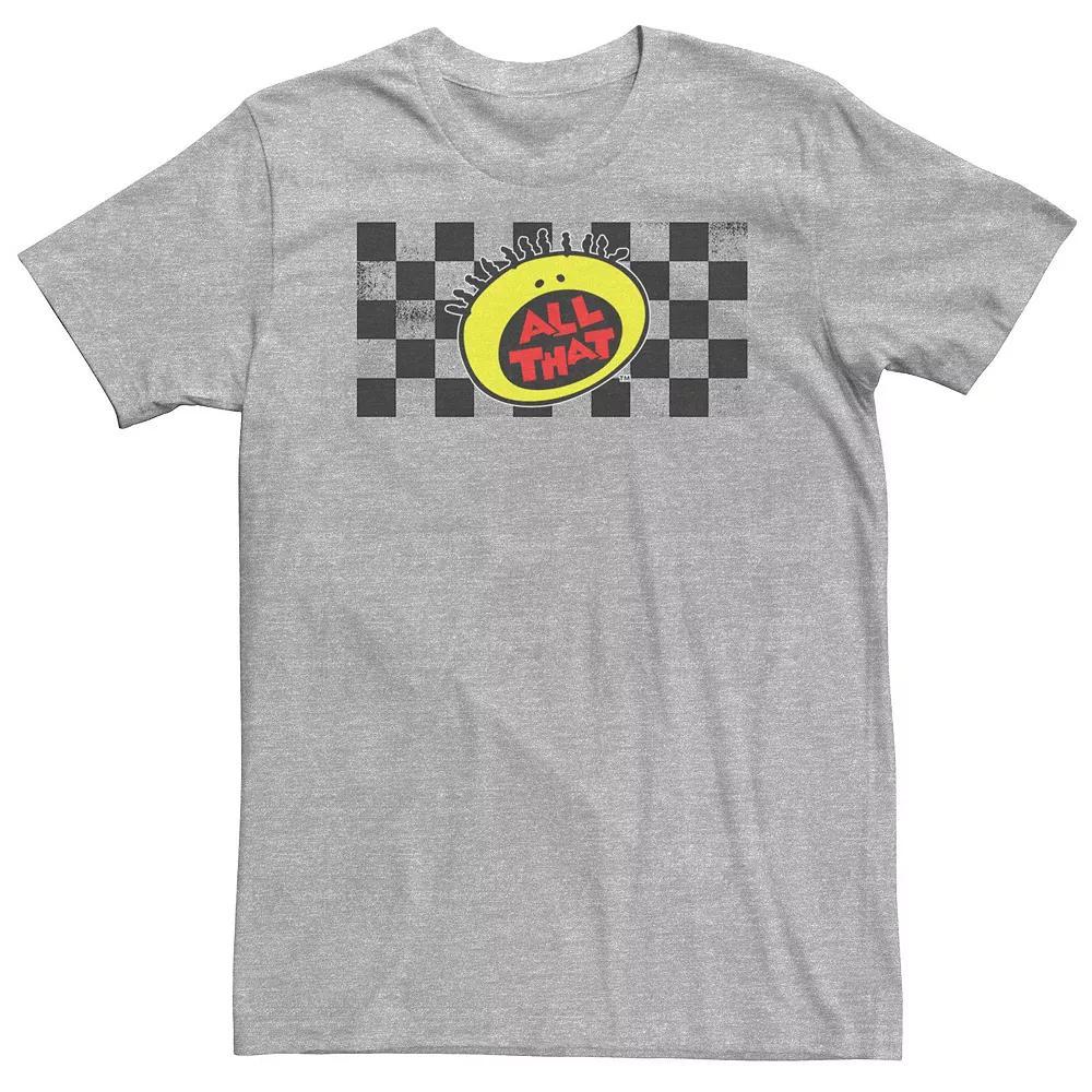 Big & Tall Nickelodeon All That Distressed Checkered Logo Tee, Mens Athletic Grey Product Image