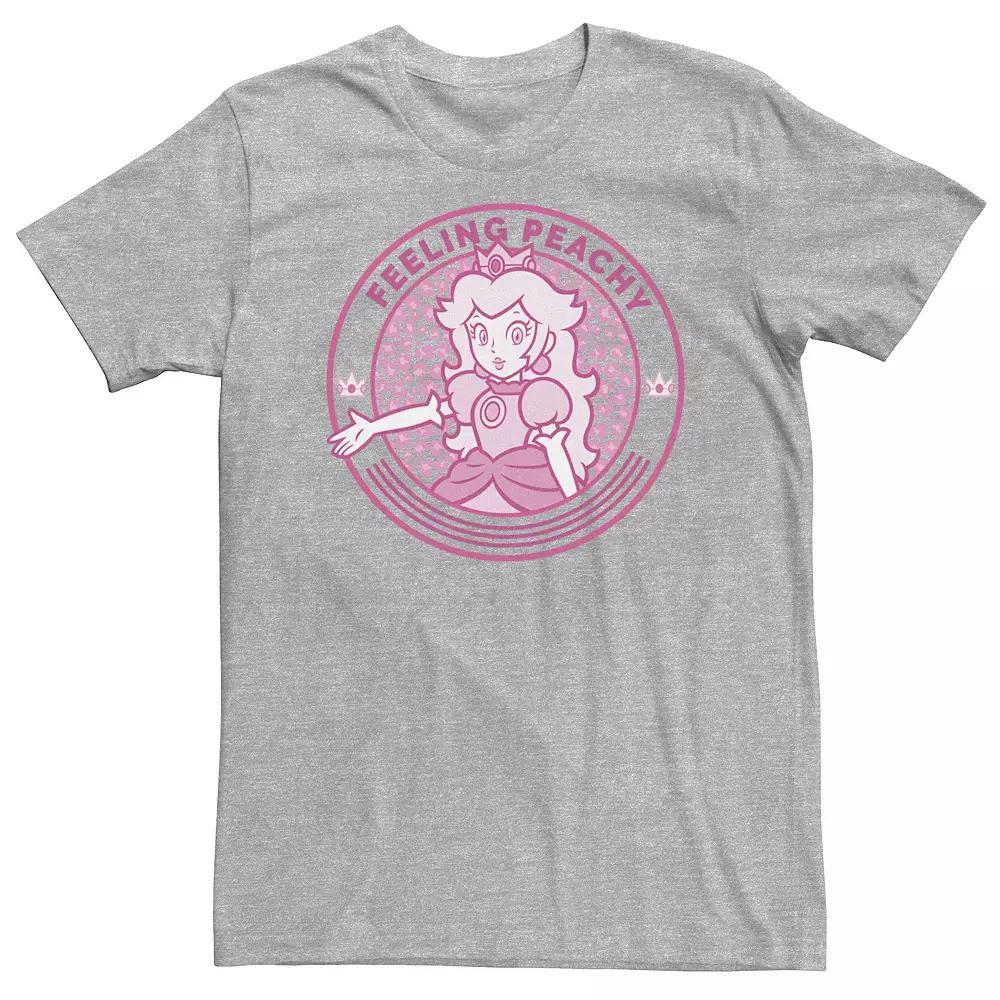 Big & Tall Super Mario Princess Peach Feeling Peachy Cheetah Print Tee, Men's, Size: 4XL, Athletic Grey Product Image