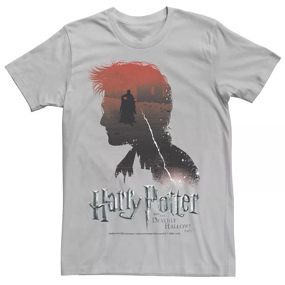 Men's Harry Potter Deathly Hallows Voldemort Silhouette Fill Tee, Size: Medium, Silver Product Image