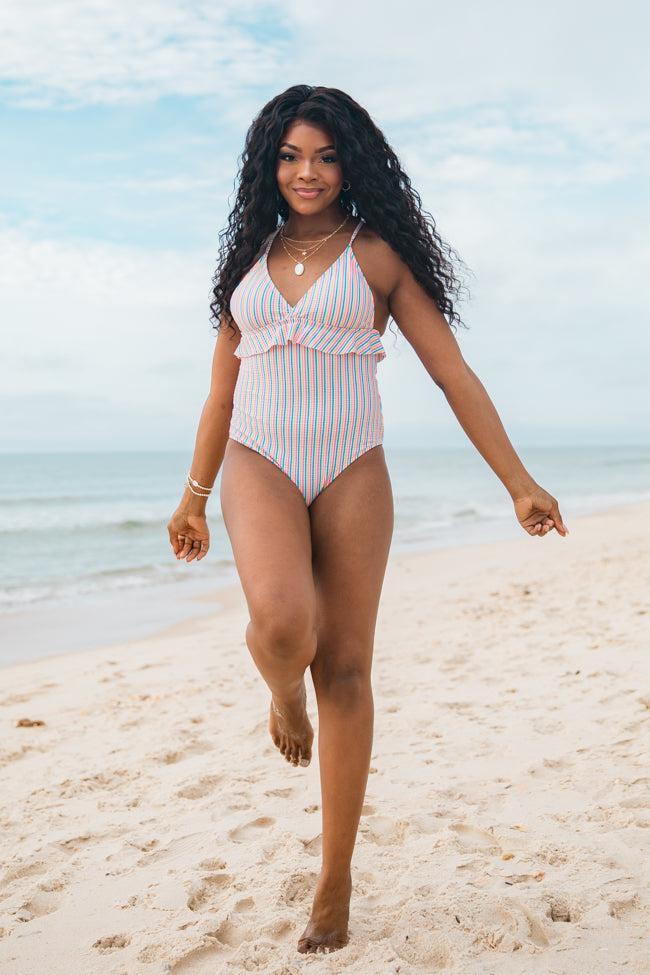 Love Like Ours Striped V-Neck One Piece Swimsuit FINAL SALE Product Image