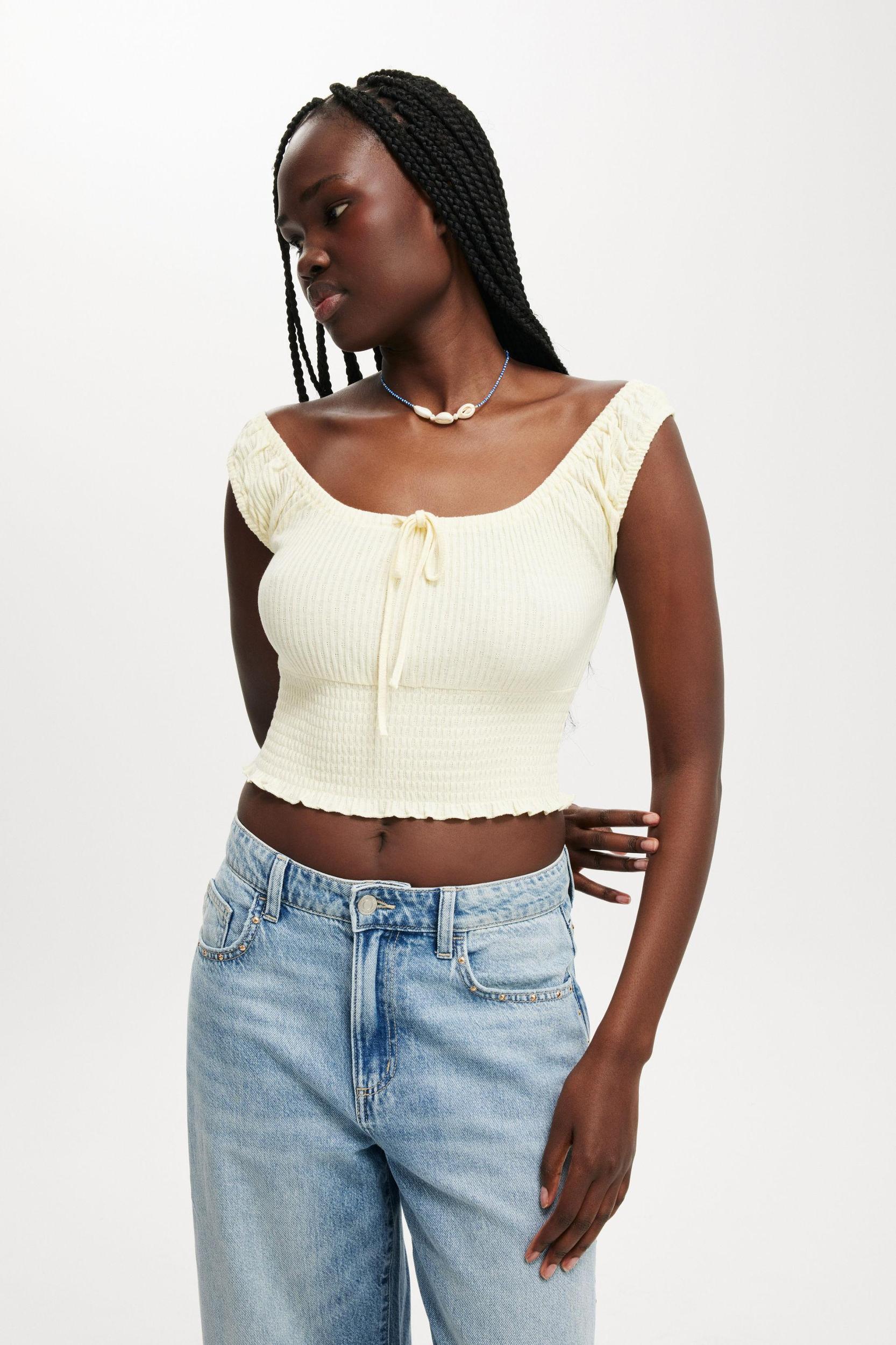 Cotton On Women - Chloe Shirred Short Sleeve Top - Flossy pink Product Image