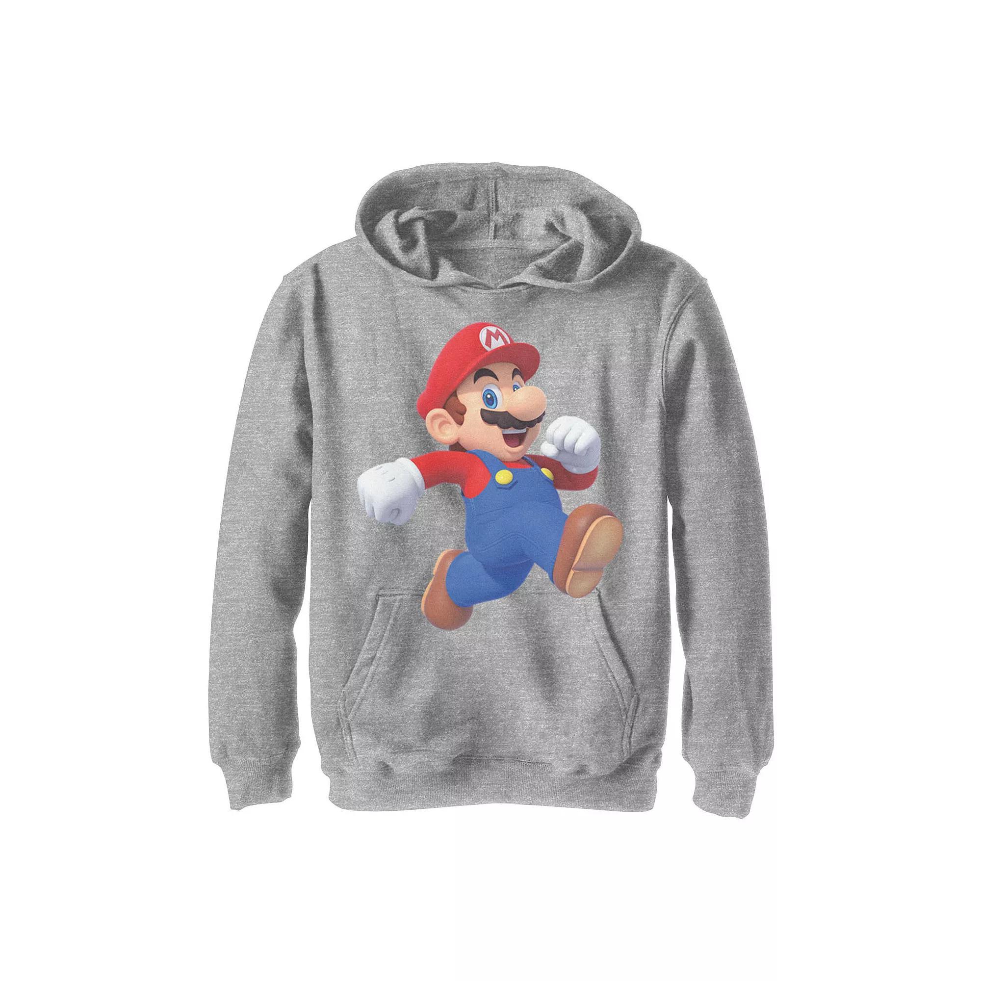 Boys 8-20 Super Mario Bros Mario Running Man Poster Hoodie, Boy's, Size: Large, Athletic Grey Product Image
