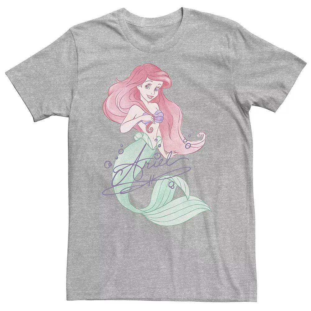 Big & Tall Disney The Little Mermaid Ariel Signed Portrait Tee, Men's, Size: Large Tall, Athletic Grey Product Image