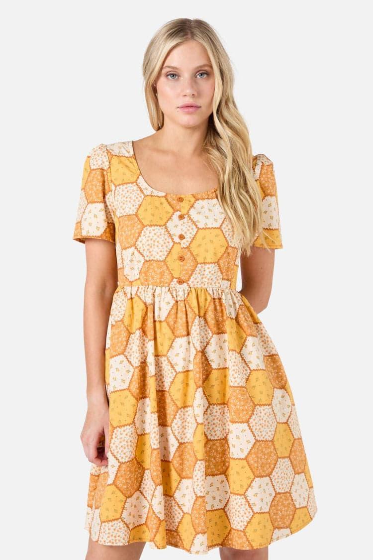 Patchwork Sleeved Mini Dress Product Image