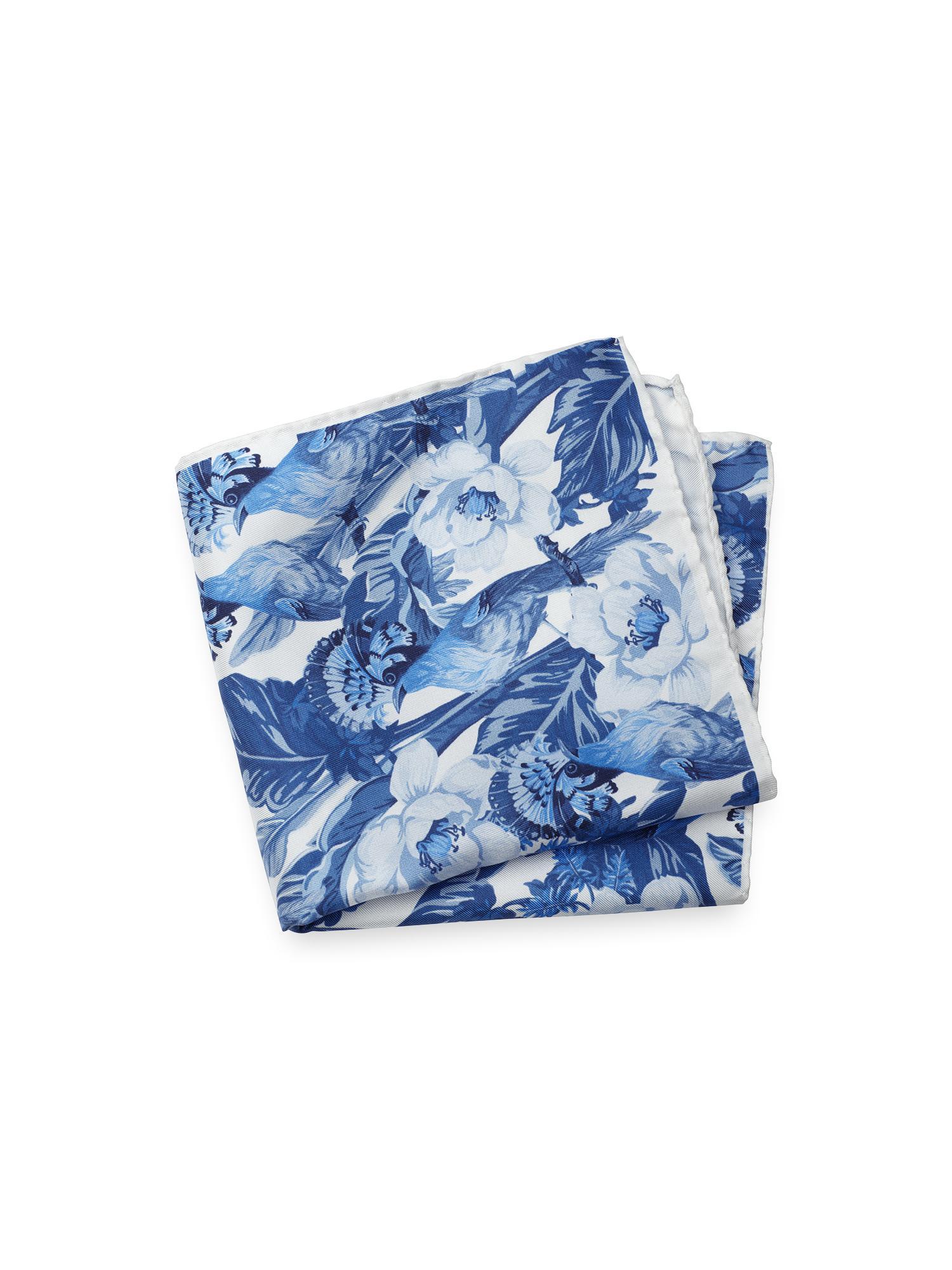 Floral Silk Pocket Square - Blue/white Product Image
