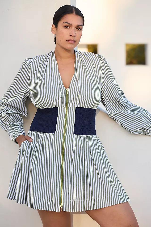 The Tommie Smocked Front-Zip Shirt Dress: Long-Sleeve Mini Edition Product Image