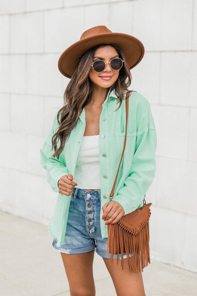 Two Fair Halves Sage Distressed Shacket FINAL SALE Product Image
