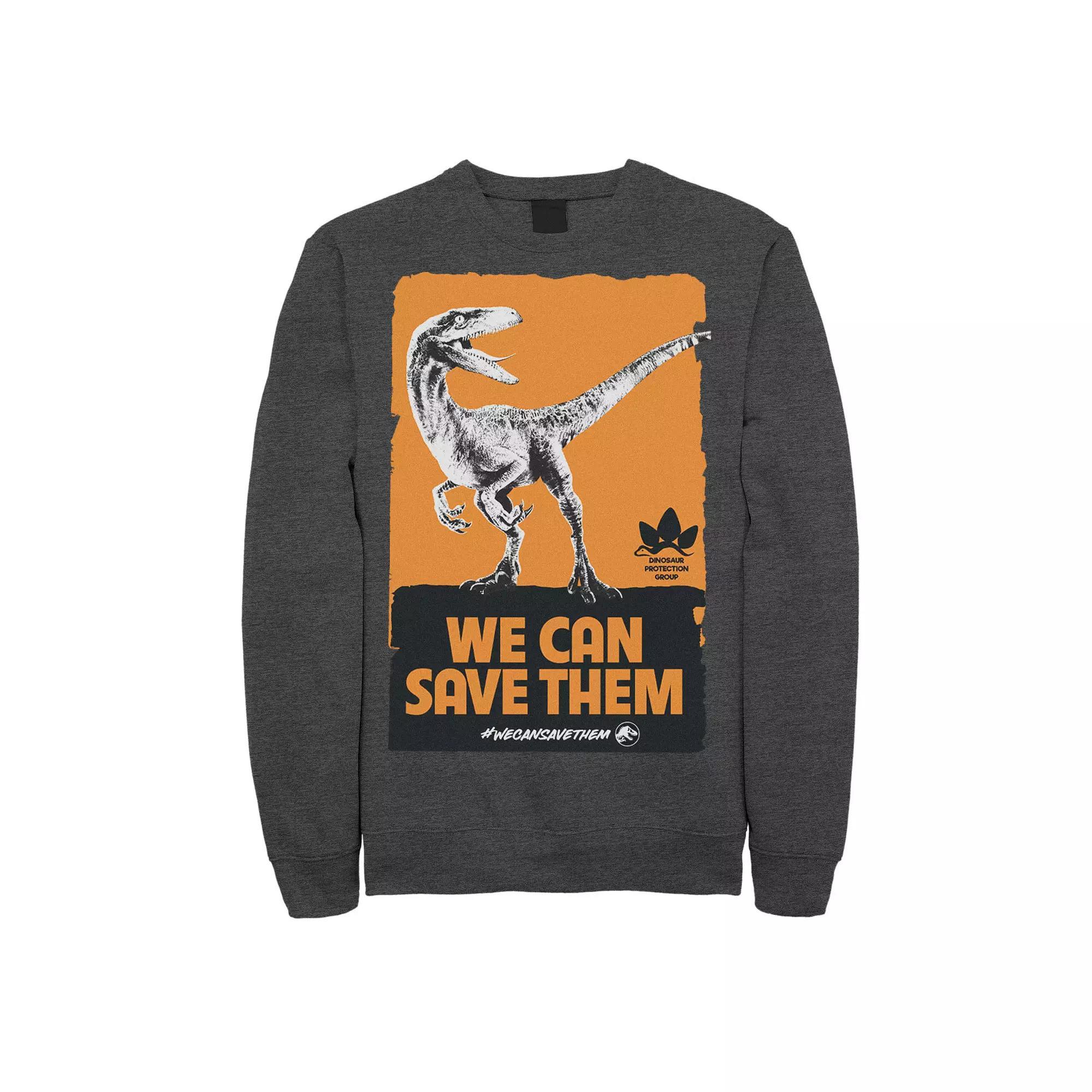 Men's Jurassic World We Can Save Them Poster Sweatshirt, Size: Large, Blue Product Image