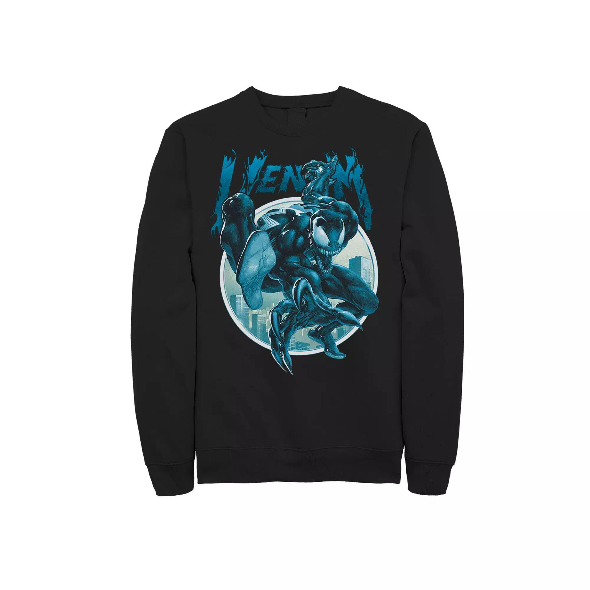 Men's Marvel Venom Deep Blue Circle Logo Sweatshirt, Size: Medium, Black Product Image