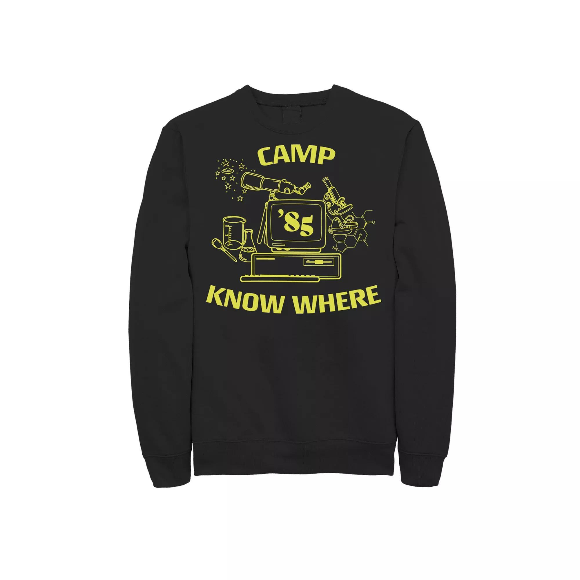 Men's Netflix Stranger Things Camp Know Where '85 Logo Sweatshirt, Size: Large, Black Product Image