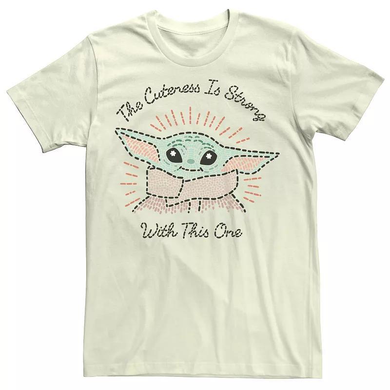 Men's The Mandalorian The Child Aka Baby Yoda Cuteness Is Strong Tee, Size: 3XL, Natural Product Image