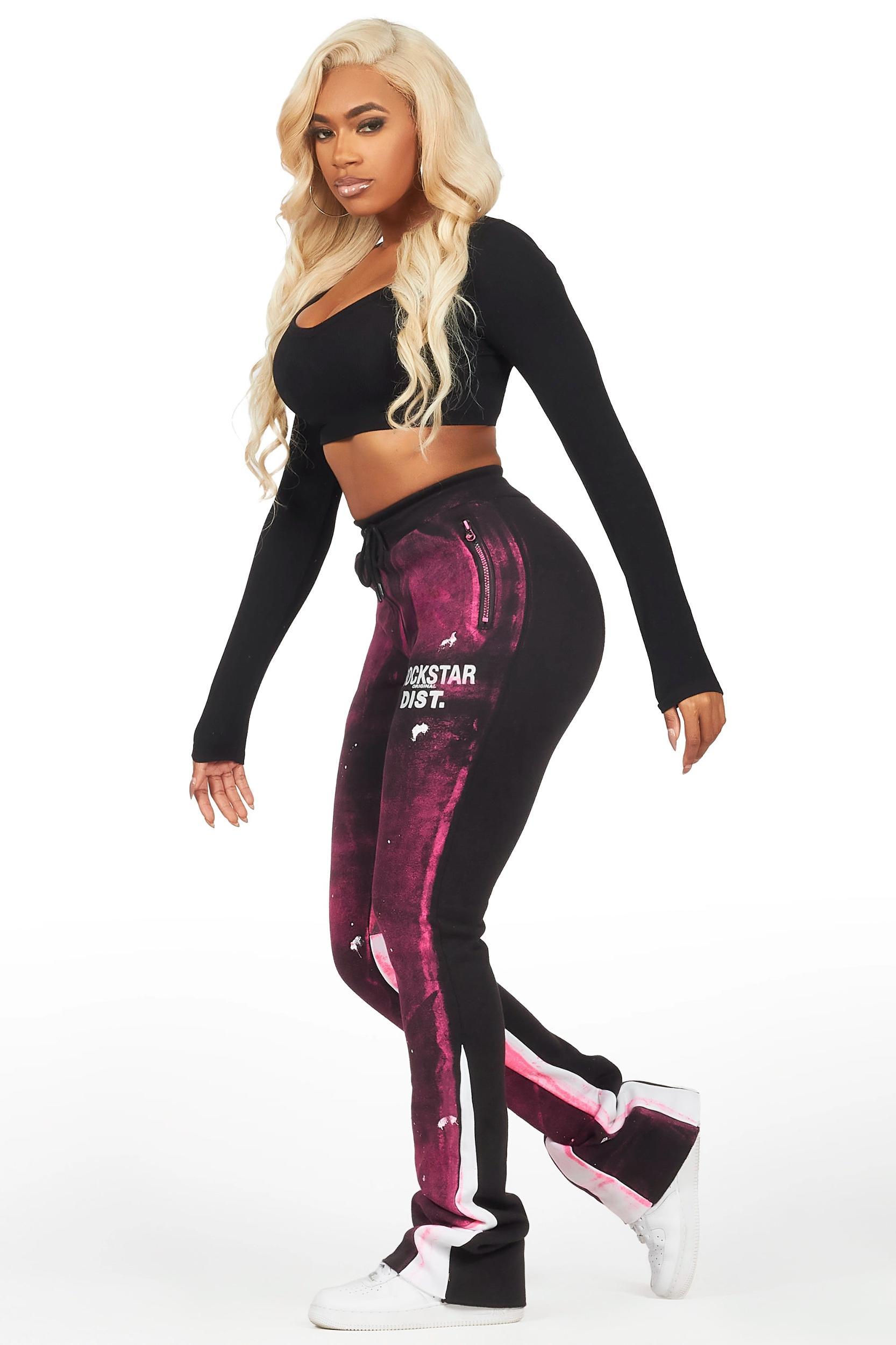 Tanisha Black Stacked Flare Pant Female Product Image