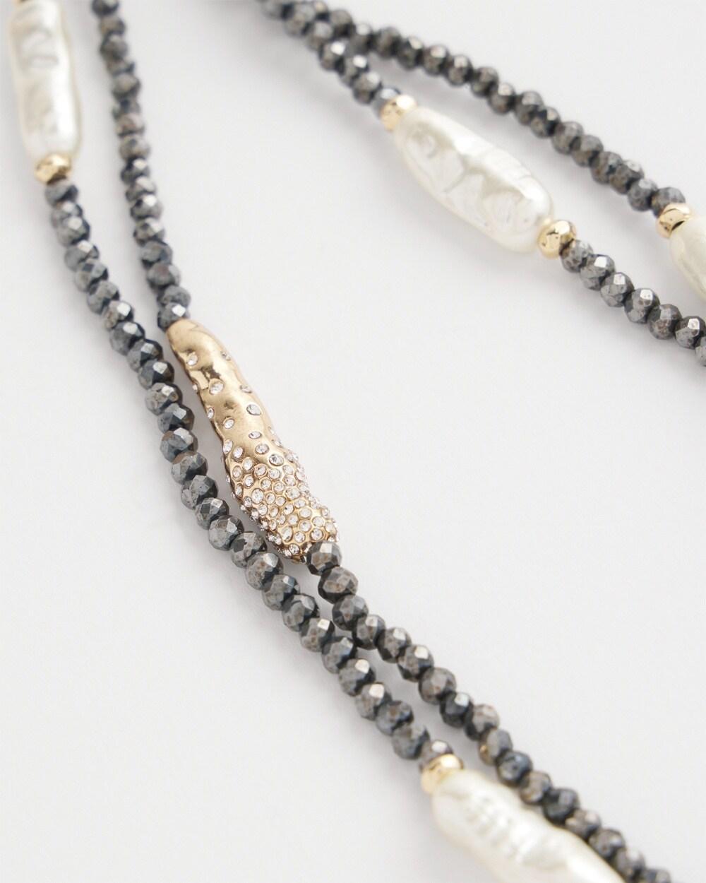 Double Strand Faux Pearl Hematite Necklace   Chico's - Hematite - Women Product Image