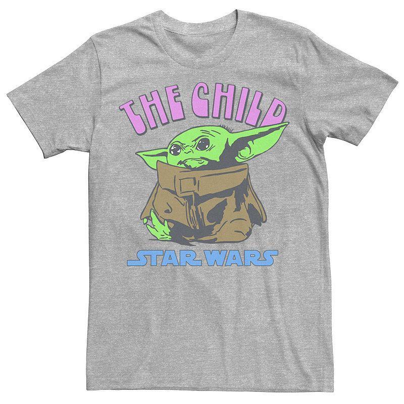 Men's Star Wars The Mandalorian The Child Red Text Portrait Tee, Size: Small, Athletic Grey Product Image