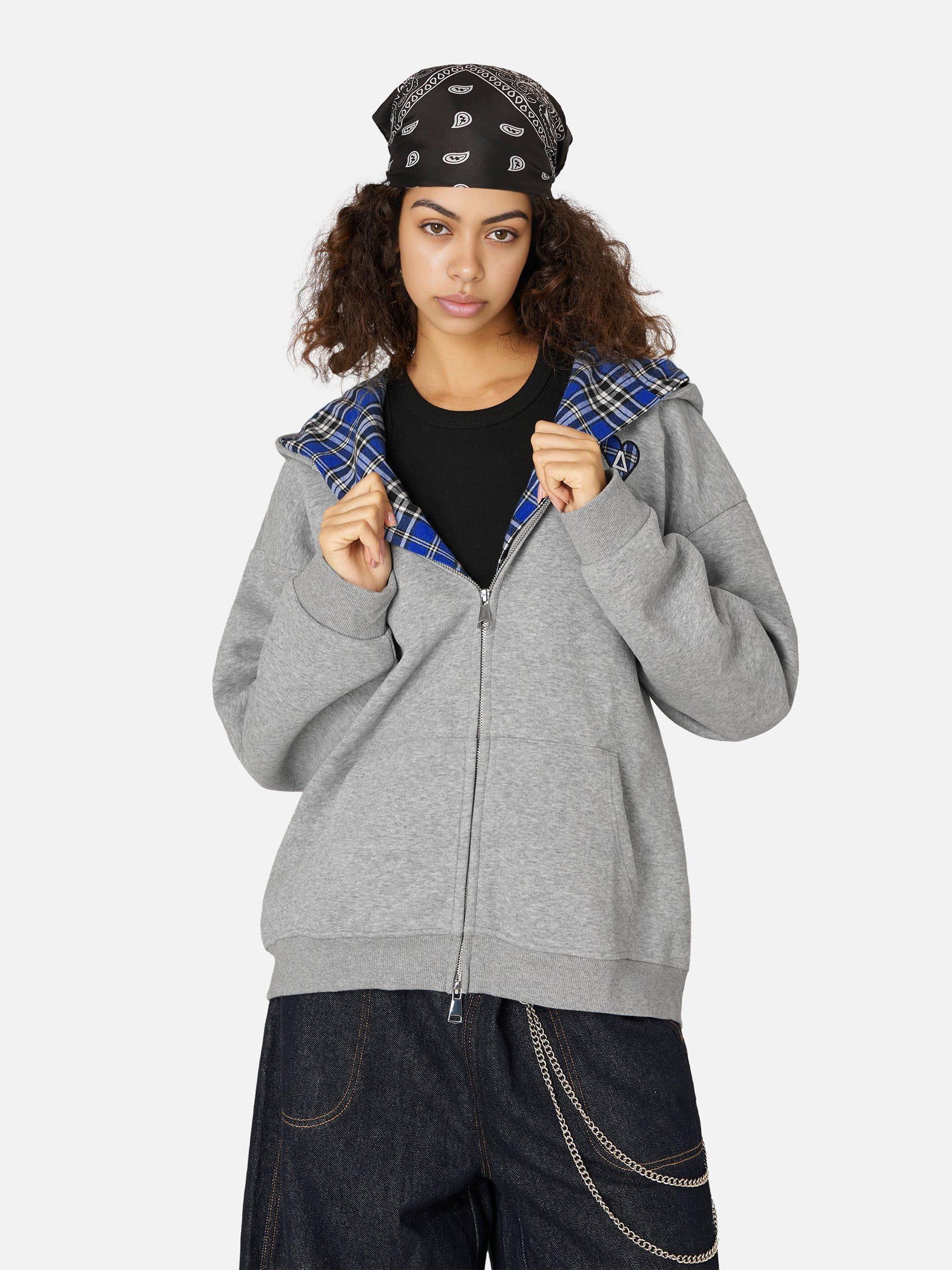 Aelfric Eden Plaid Double Layer Zip Up Hoodie Product Image