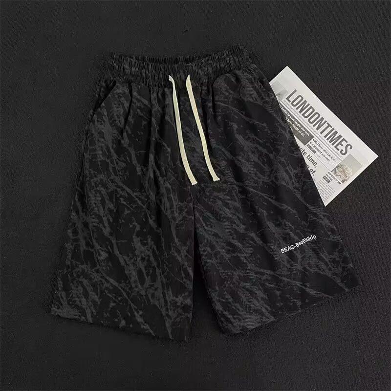 Drawstring Waist Lettering Sweat Shorts Product Image