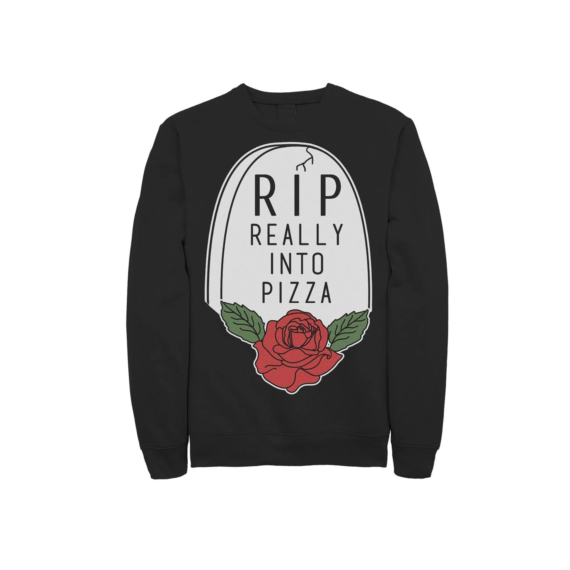 Mens Halloween RIP Really Into Pizza Headstone Sweatshirt, Men's, Size: XL, Black Product Image
