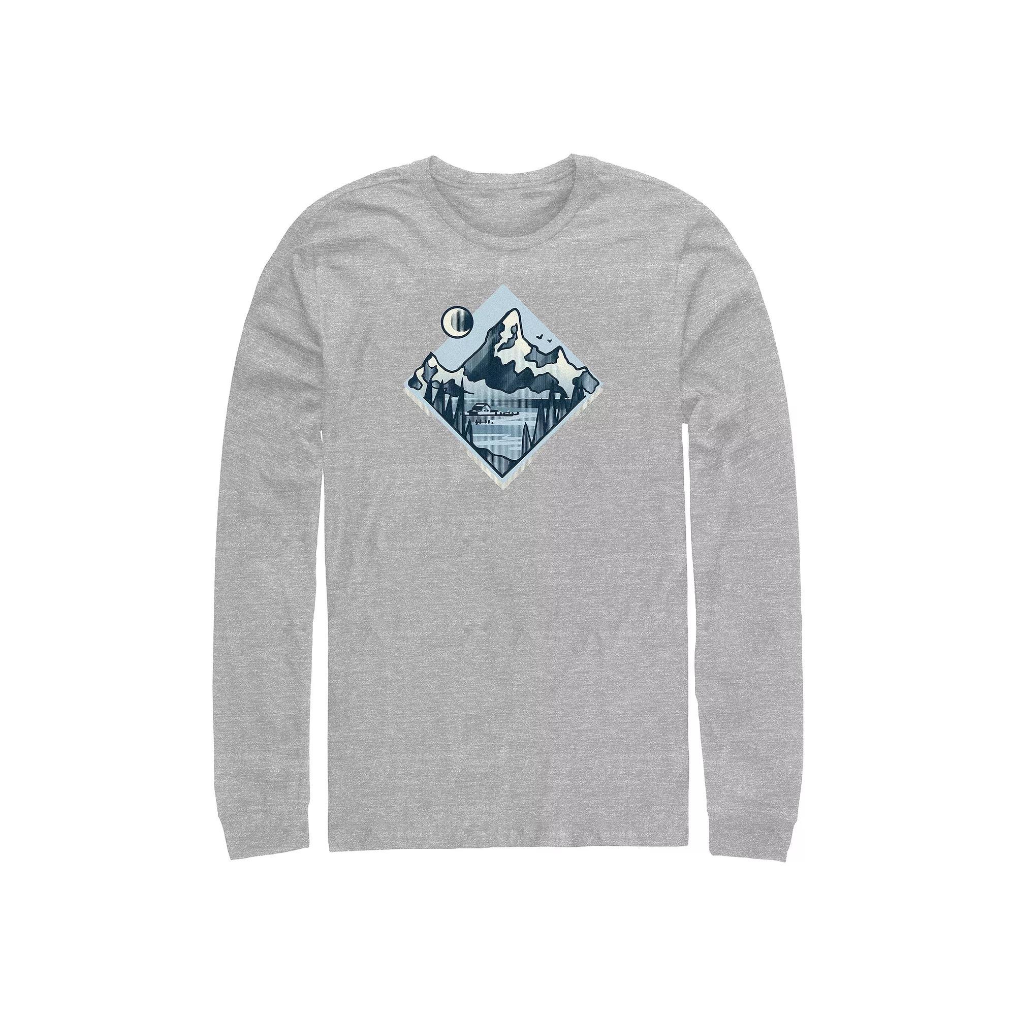 Big & Tall Night At The Lake Long Sleeve Graphic Tee, Men's, Size: Large Tall, Athletic Grey Product Image