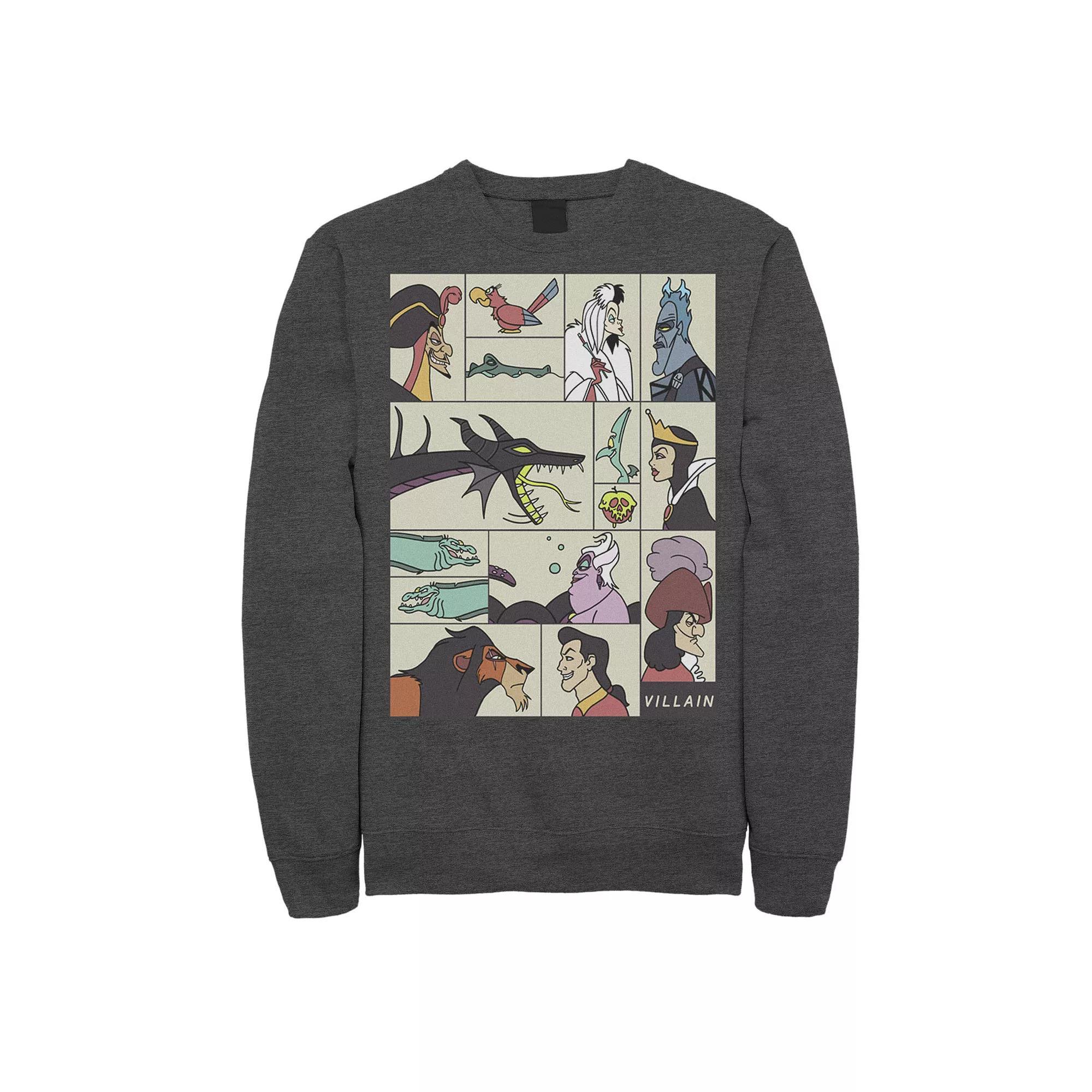 Disney Villains Men's Comic Style Portrait Panels Sweatshirt, Size: Large, Blue Product Image