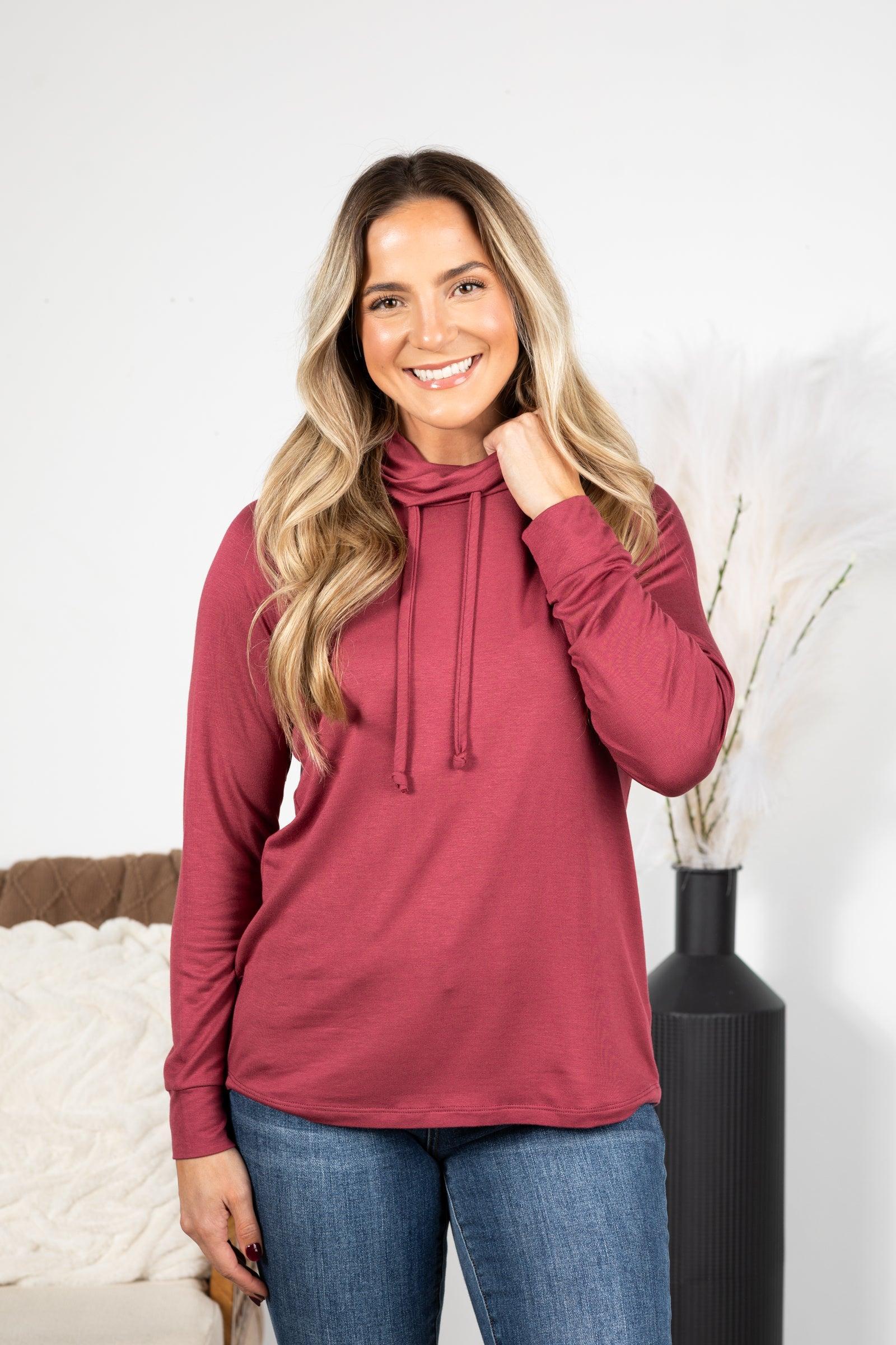 Drawstring Cowl Neck Knit Top Product Image