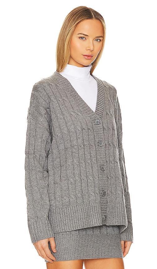 L'ACADEMIE Daiva Cable Cardigan In Charcoal Product Image