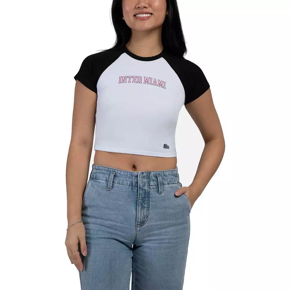 Women's Hype and Vice Black Inter Miami CF Homerun Cropped Raglan T-Shirt, Size: 2XL, Mls Black Product Image