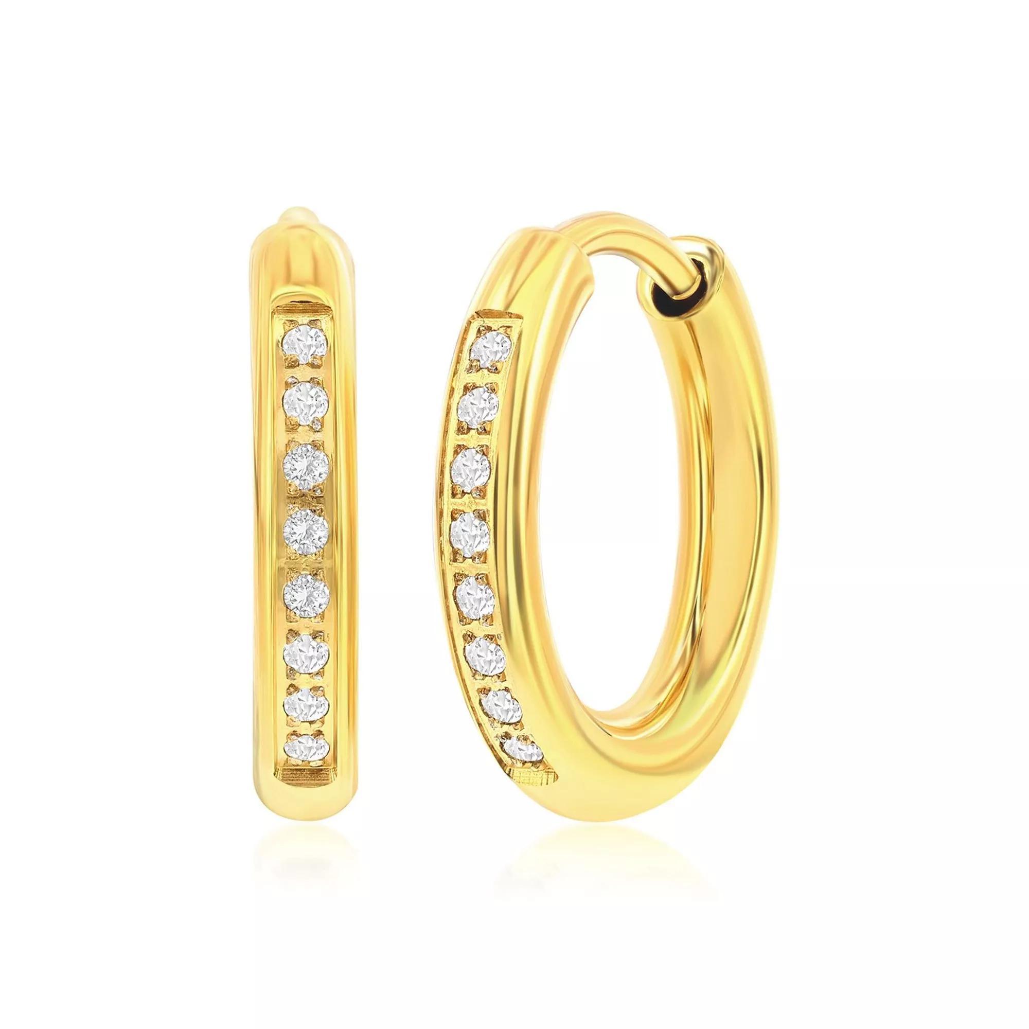 Metallo 15mm Cubic Zirconia Huggie Hoop Earrings, Men's, Gold Tone Product Image