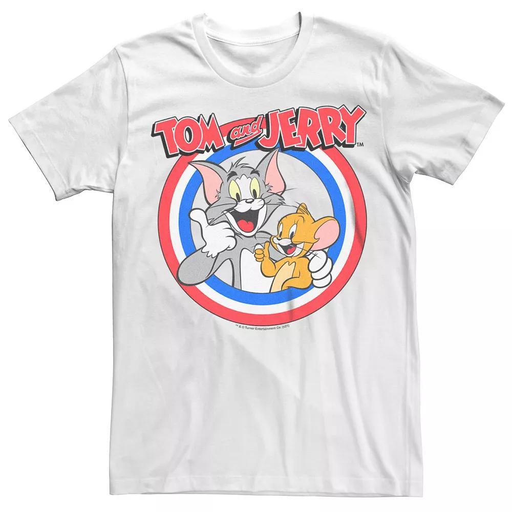 Men's Tom & Jerry Americana Tom And Jerry Logo Tee, Size: Large, White Product Image