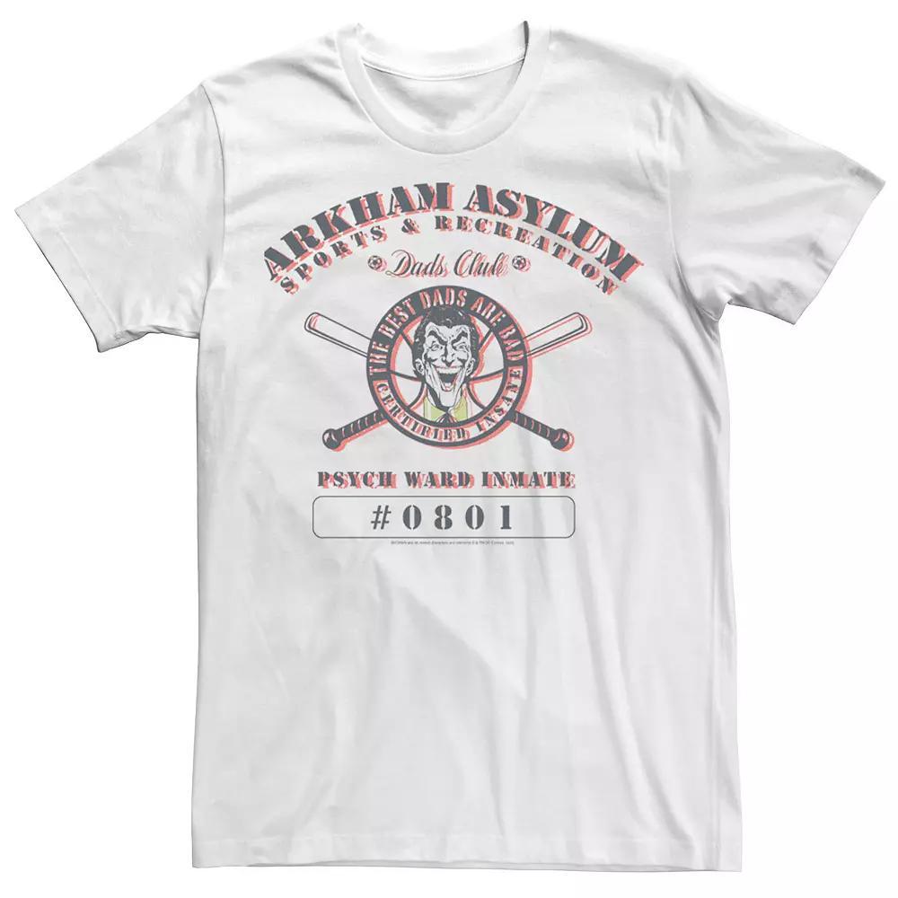 Men's Batman Arkham Asylum Sportrs Joker Logo Tee, Size: XXL, White Product Image