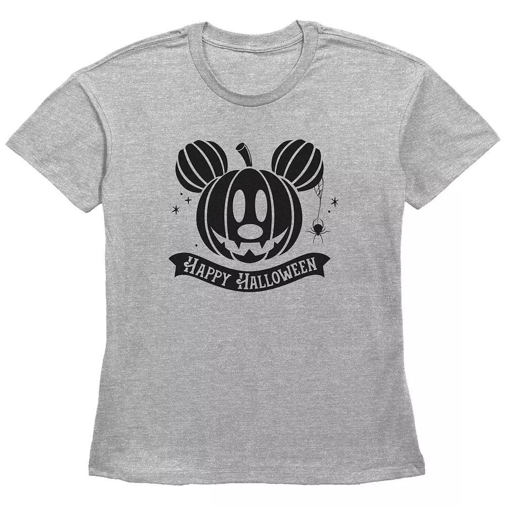 Disney's Mickey Mouse Jack O Lantern Happy Halloween Women's Graphic Tee, Size: XL, Grey Gray Product Image