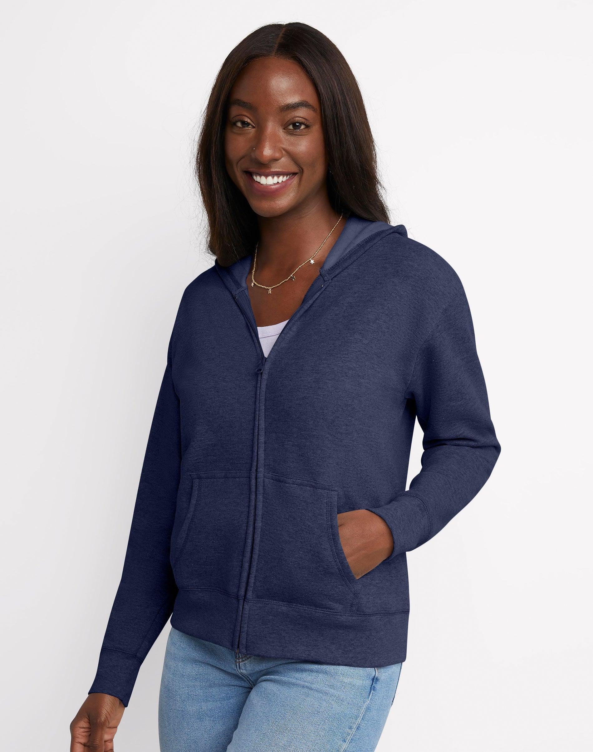 Hanes EcoSmart Womens Full-Zip Fleece Hoodie White S Product Image