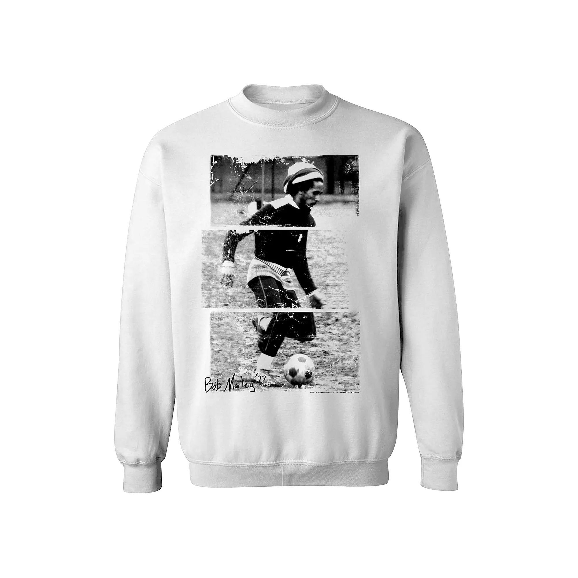 Men's Bob Marley Soccer 77 Sweatshirt, Size: XXL, White Product Image