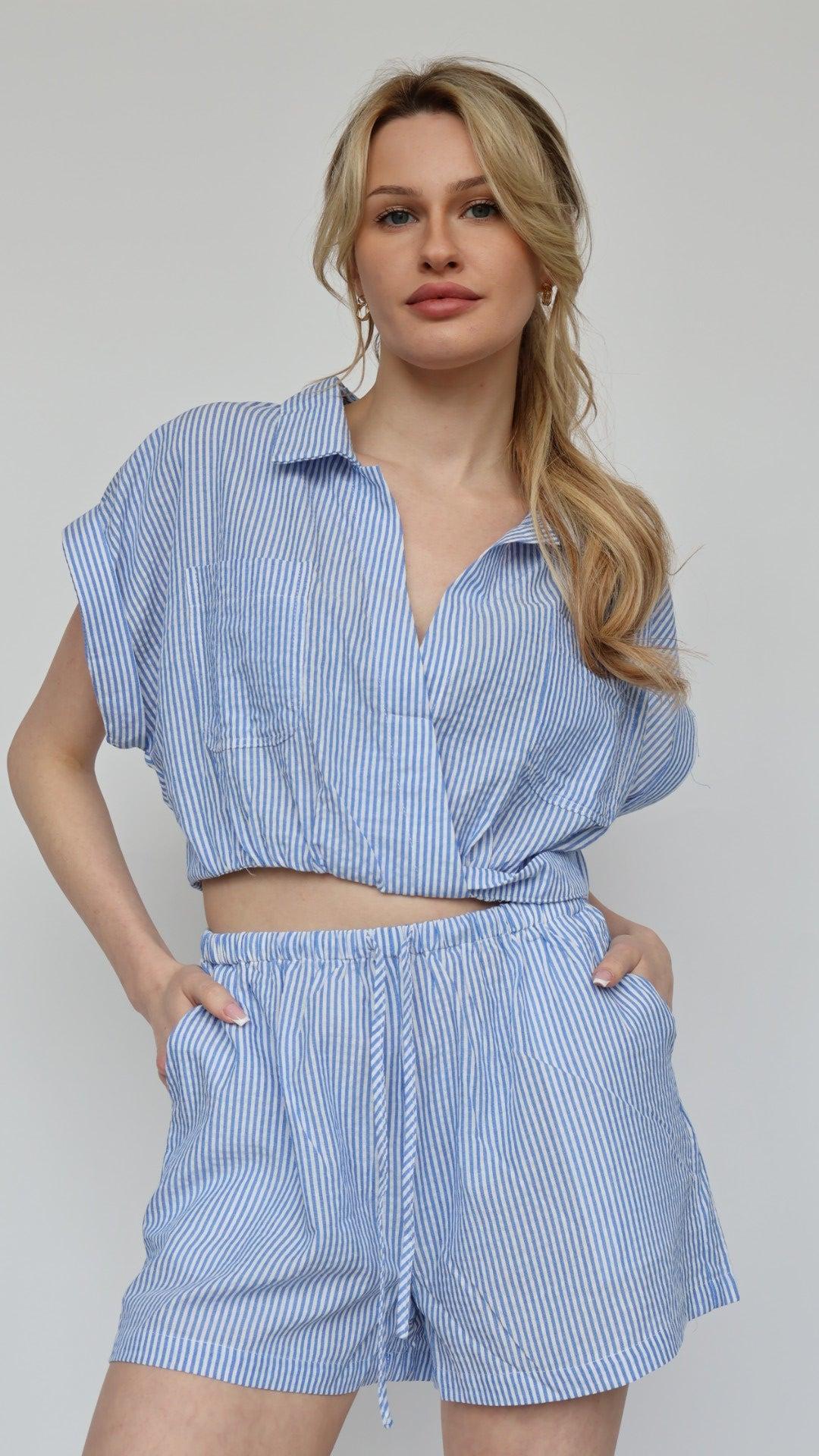 Gingham Collared Crop Top Product Image