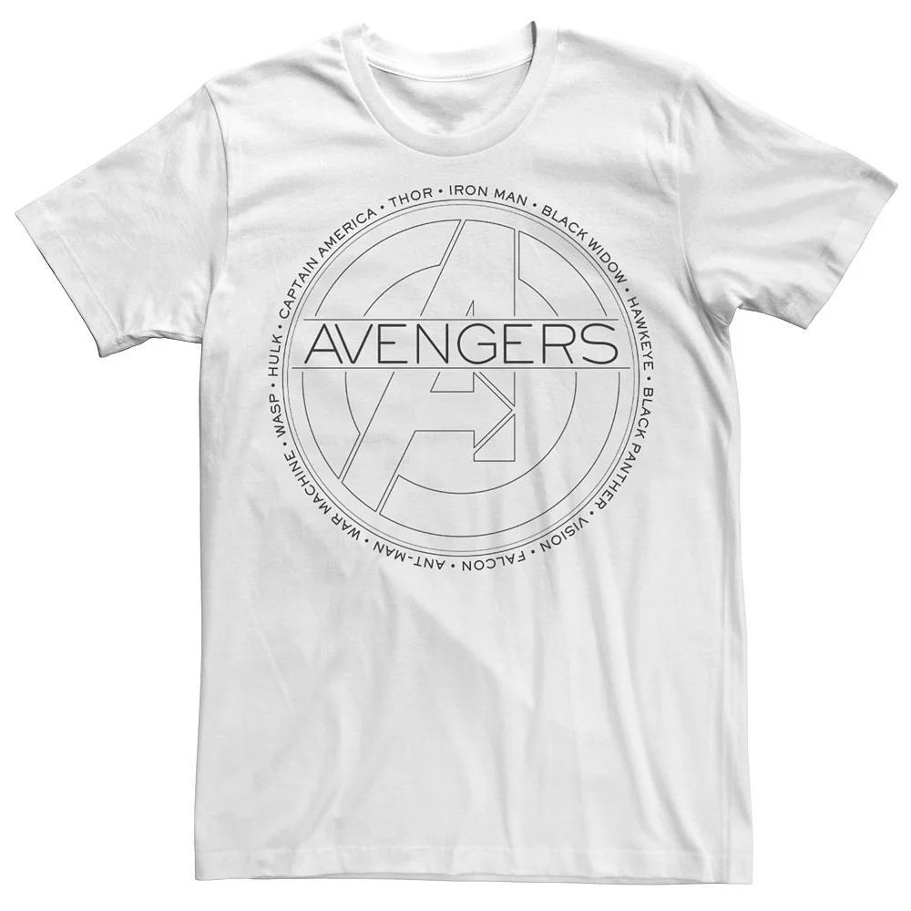 Men's Marvel Avengers Circle Text Name Logo Tee, Size: Small, White Product Image