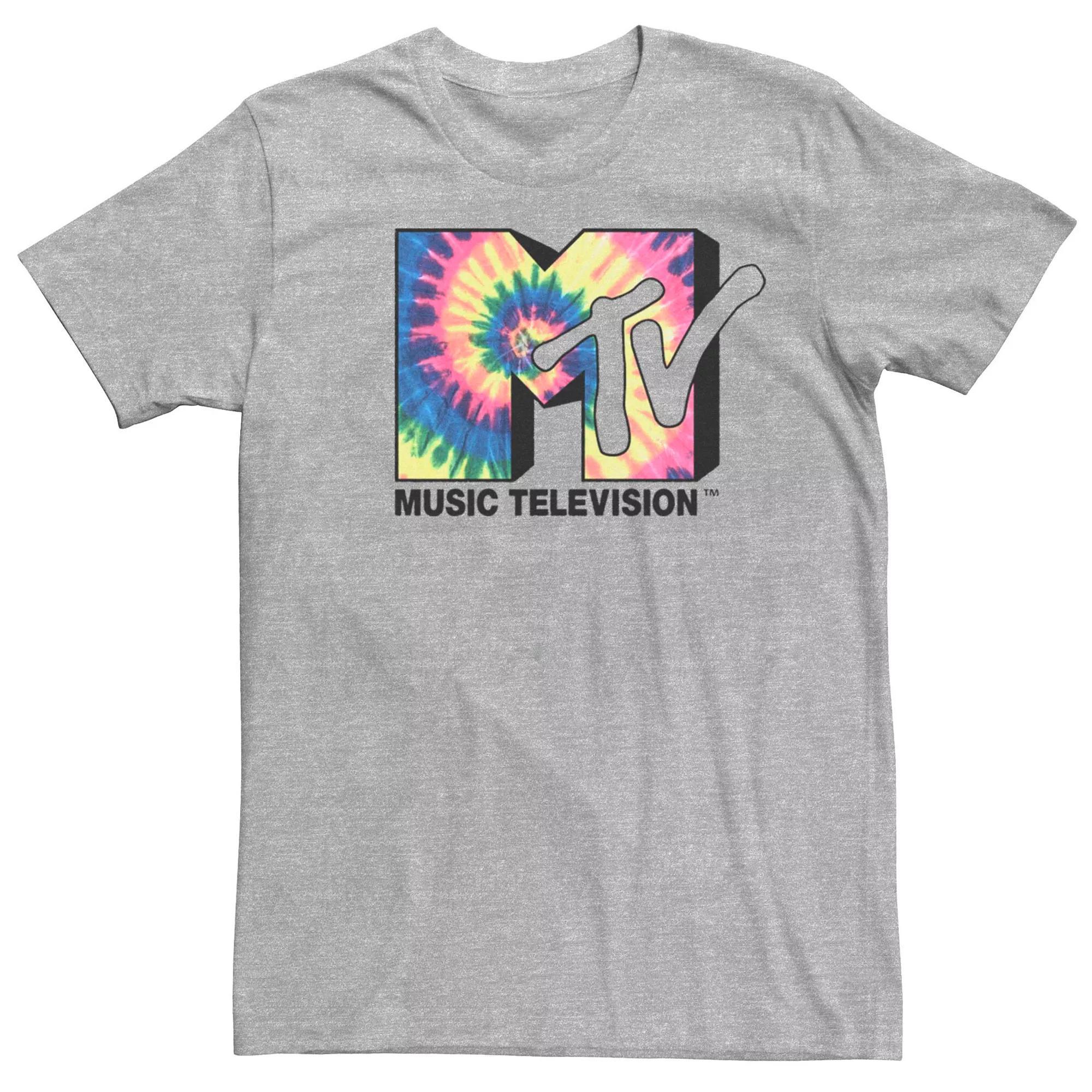 Men's MTV Spiral Tie-Dye Fill Logo Tee, Size: Small, Athletic Grey Product Image