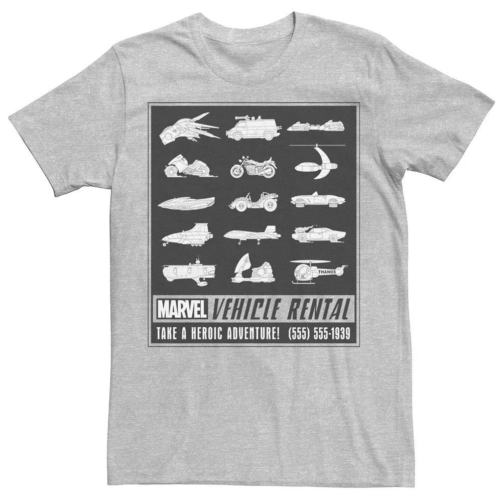Men's Marvel Retro Comic Vehicle Rental Heroic Adventure Graphic Tee, Size: Medium, Athletic Grey Product Image