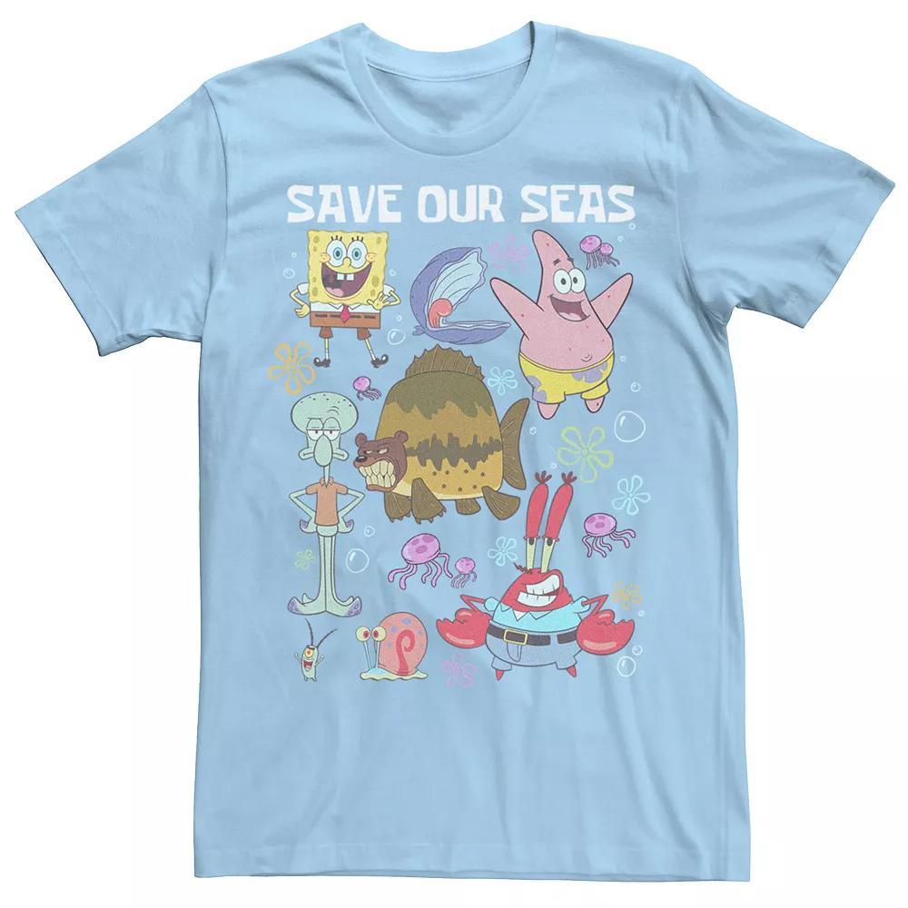 Men's Nickelodeon SpongeBob SquarePants Save Our Seas SpongeBob and Friends Tee, Size: Large, Light Blue Product Image